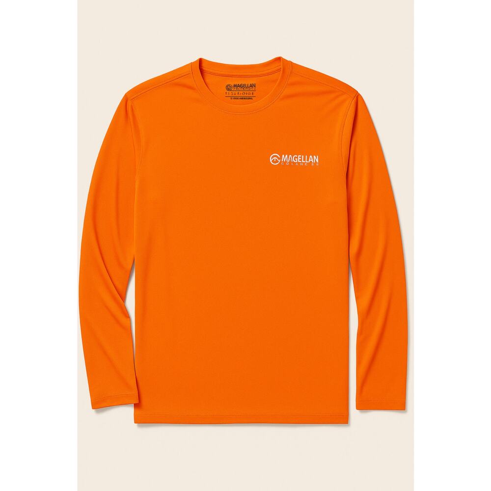 Magellan Outdoors Shirt Men’s L Orange Long Sleeve Performance Tee UPF Quick Dry